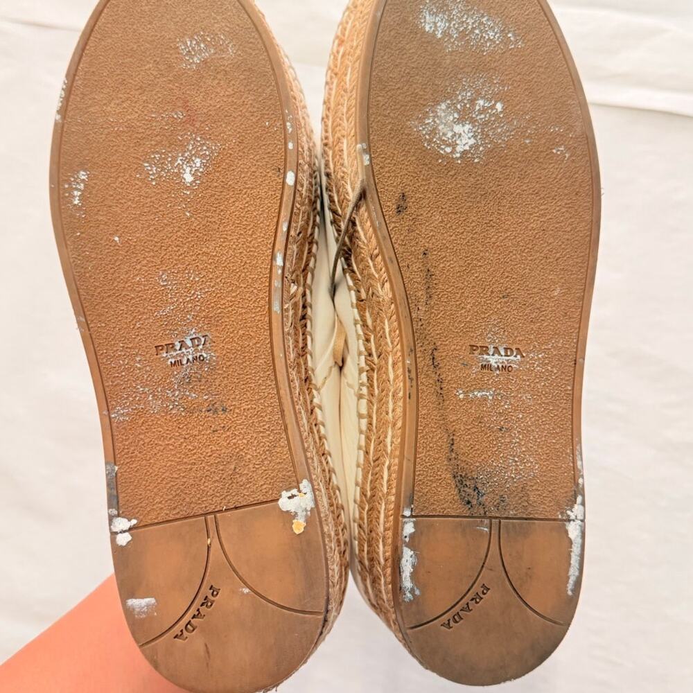 Prada 2024 Leather Platform Espadrilles EU 37.5 US 7.5 Off-White‎ - Picture 6 of 10